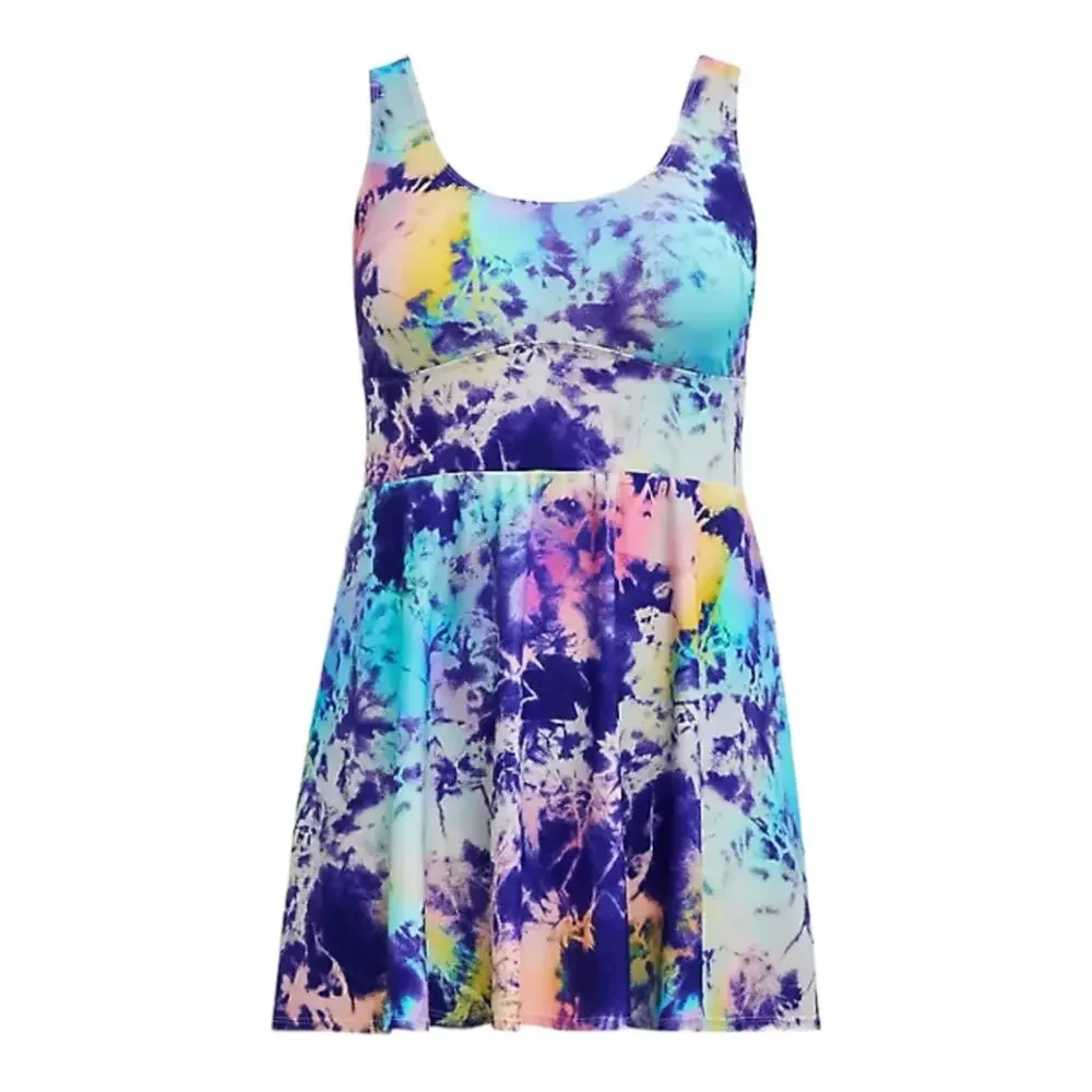 Torrid NWT Wireless Scoop Long Length Swim Dress With Brief- Tie Dye Size 0X - Picture 4 of 11